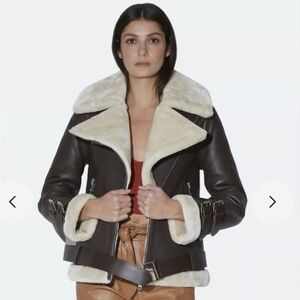 Walter Baker lamb leather and faux shearling coat